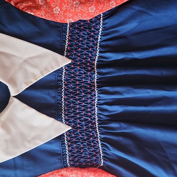 Vintage Polly Flinders Hand Smocked Long-sleeved Dress Size 6X - Picture 5 of 7